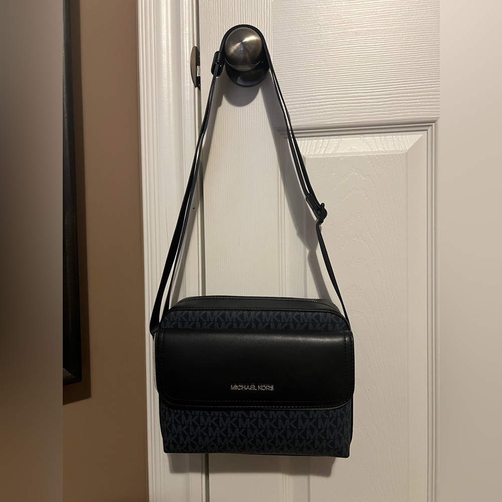 Michael Kors Black and Navy Messenger Bag